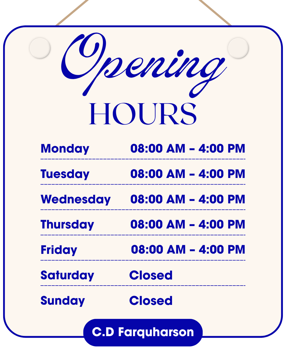 C.D Farquharson School Open and Close Times